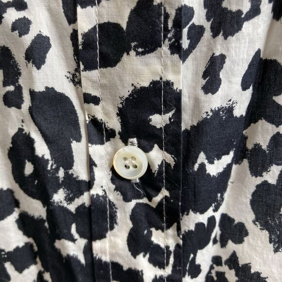 J‎ Crew Women's Black Snow Leopard Boy Shirt Size 10 Classic Cut Animal Print - Picture 11 of 15